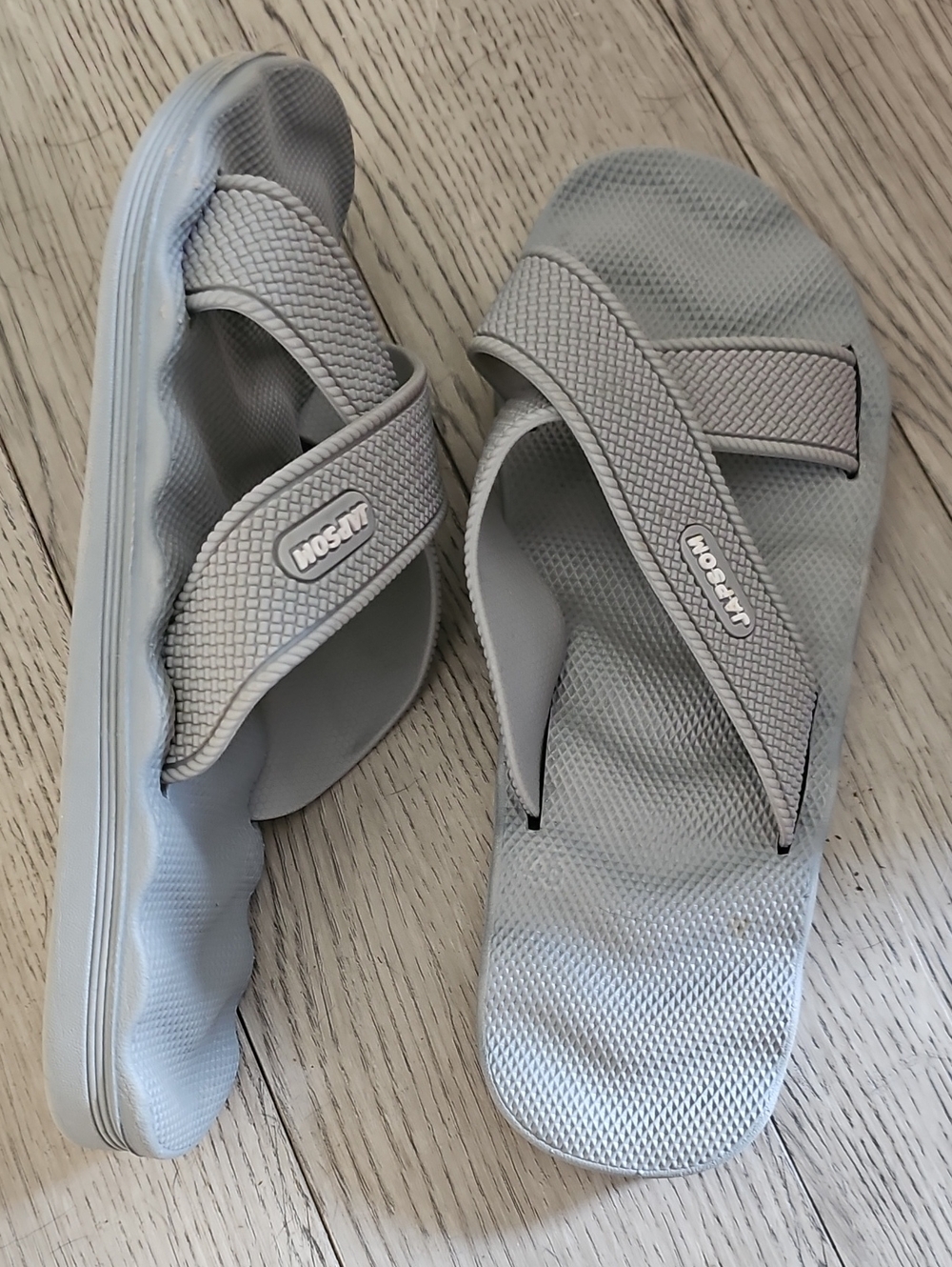 Gray Foam Flip Flop Sandals with Logo